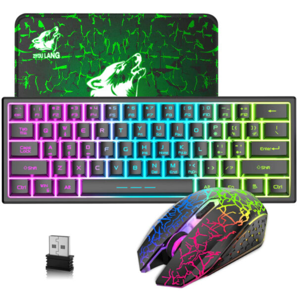 Rainbow Backlit Wireless Gaming Keyboard Mouse
